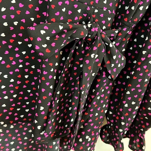 Meraki Black Heart Print Surplice Blouse XL - Picture 5 of 10
